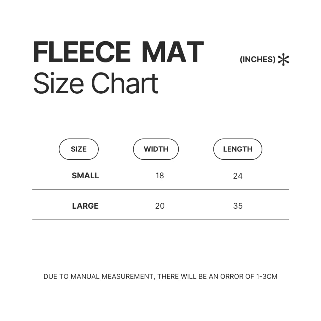Fleece Mat Size Chart - Channel 5 Merch
